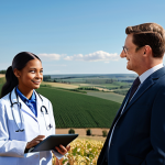 **

"A healthcare professional wearing modest, professional attire, using telemedicine technology to consult with a patient remotely in a rural setting, fully clothed, safe for work, appropriate content, perfect anatomy, natural proportions, family-friendly, emphasizing accessibility and modern healthcare solutions."

**