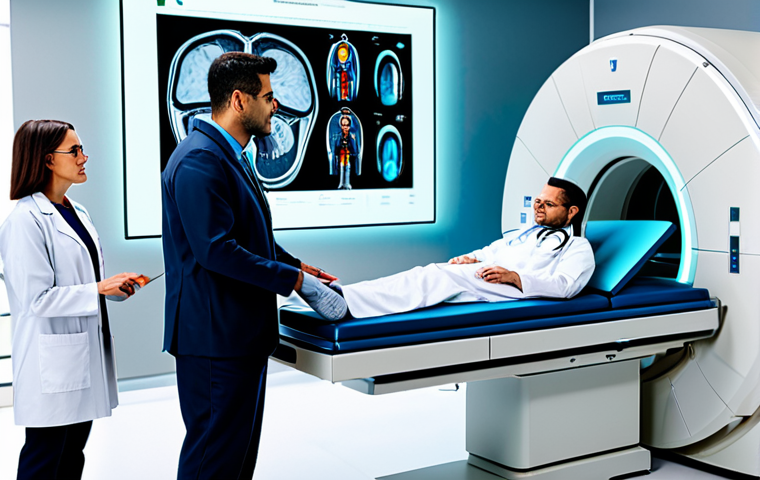 AI in Medicine**

"A diverse team of medical professionals collaborating around a holographic display of medical imaging (MRI scan), showcasing AI-assisted diagnostics. Modern hospital setting, fully clothed, professional attire, safe for work, perfect anatomy, correct proportions, high quality, family-friendly, emphasizing ethical AI implementation."

**