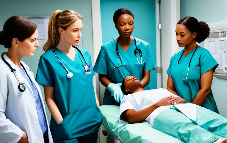 의료 현장에서 배운 팀 리더십 - **Prompt:** A highly detailed, realistic image of an intense, high-pressure emergency room during a ...