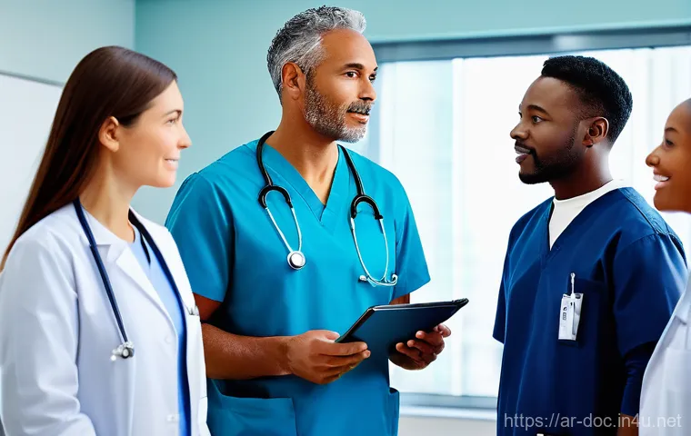 의료 현장에서 배운 팀 리더십 - **Prompt:** A highly detailed, realistic image of an intense, high-pressure emergency room during a ...