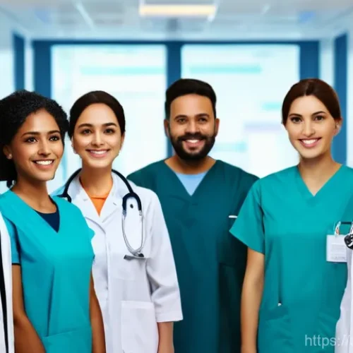 의료직 직무 만족도 설문 분석 - **Prompt 1: Collaborative Medical Team in a Modern Arabic Hospital**
    "A diverse group of healthc...