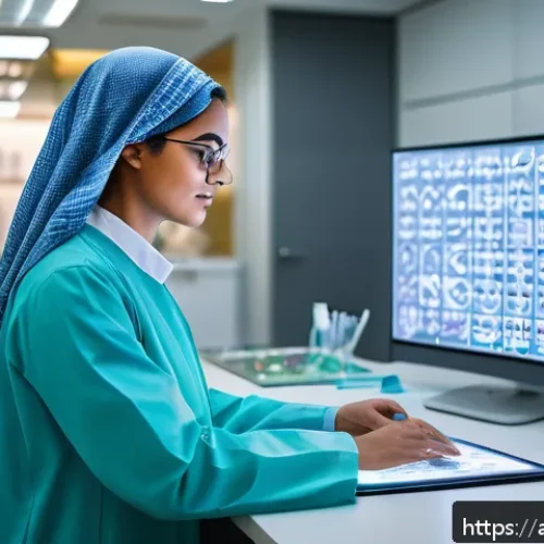 의학 논문 비평 및 해석법 - A detailed illustration of an Arabic-speaking medical researcher in a modern, well-lit laboratory se...
