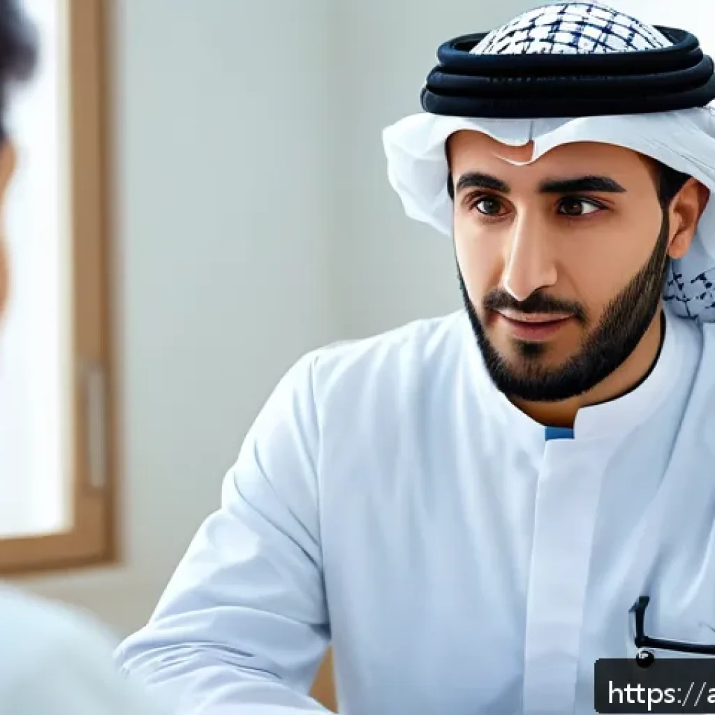 의사 초년생 커리어 팁 - A professional Middle Eastern male doctor in his early 30s wearing a white lab coat and modest busin...